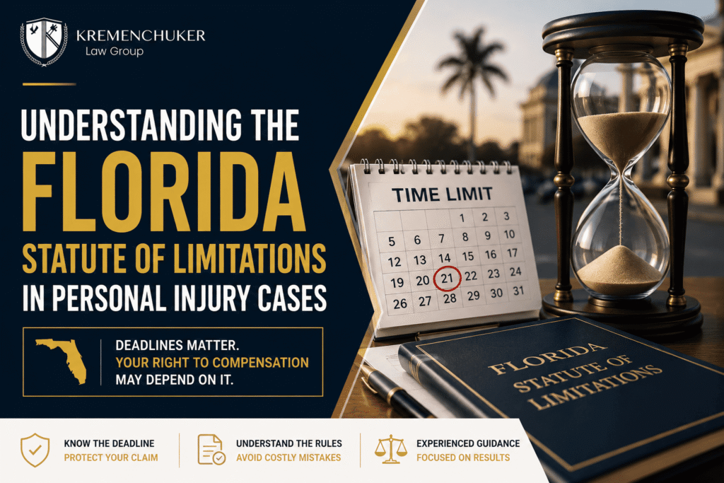 Hourglass, calendar, and Florida statute of limitations book