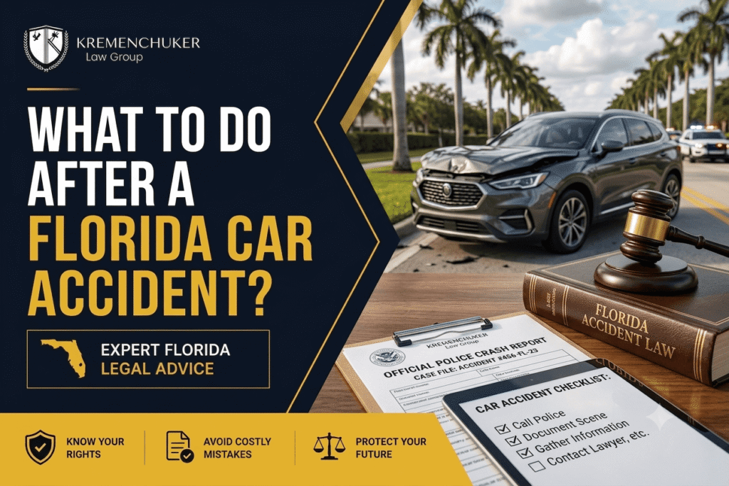 Florida car accident scene with damaged SUV