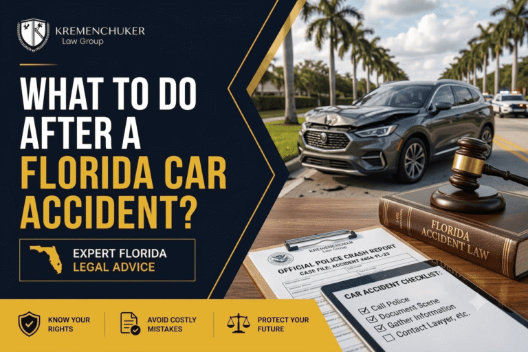 Florida car accident scene with damaged SUV