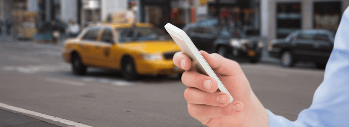 lyft call A man calls a taxi