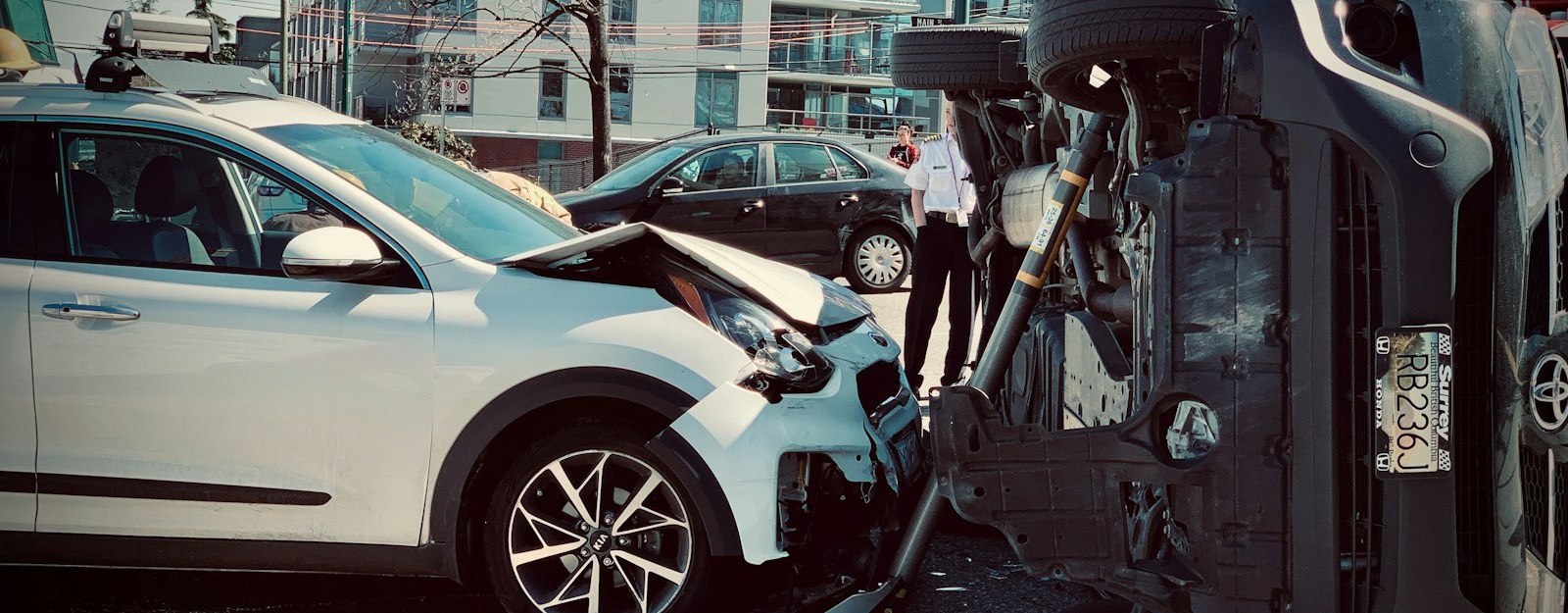 Front-end crash damage to a car in Punta Gorda