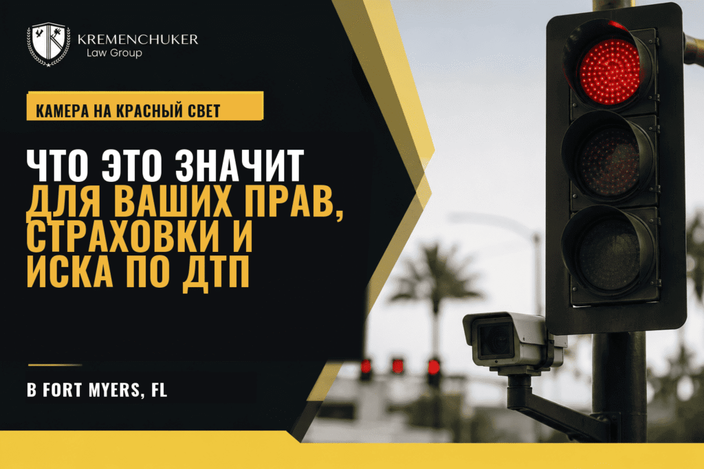 Red traffic light with a red light camera