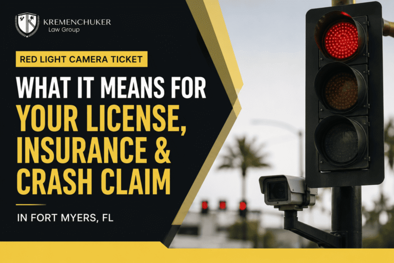 Red traffic light with a red light camera