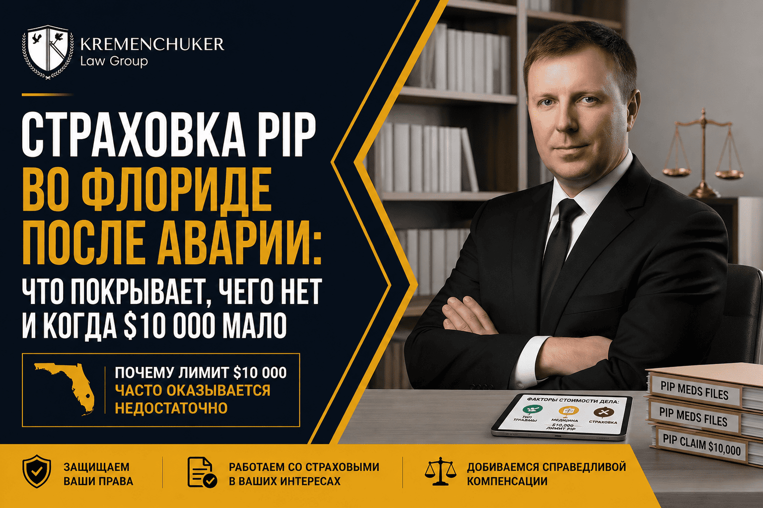 Страховка PIP во Флориде после аварии: что покрывает, чего нет и когда $10 000 мало