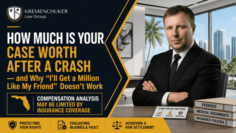 Kremenchuker Law Group blog banner — how much your car accident settlement is worth after a crash in Florida.