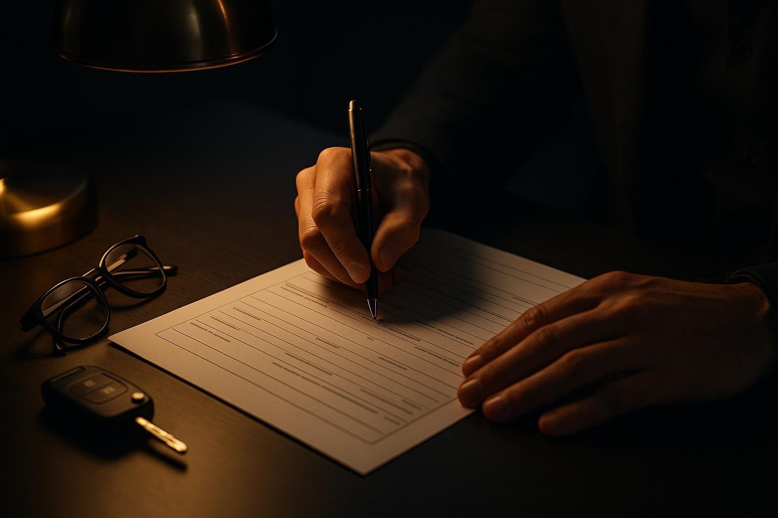 Insurance claim form after a Florida car accident