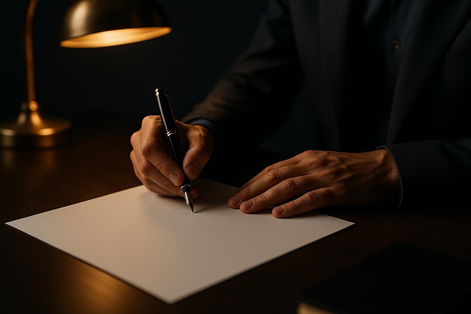 Signing paperwork for a car accident compensation claim
