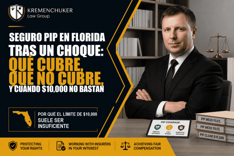 Abogado en su despacho junto a expedientes de reclamaciones PIP en Florida