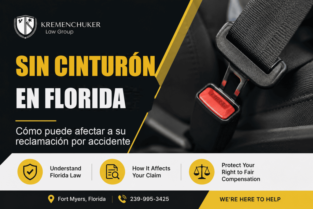 Sin cinturón en un accidente de auto en Florida: cómo afecta su reclamación