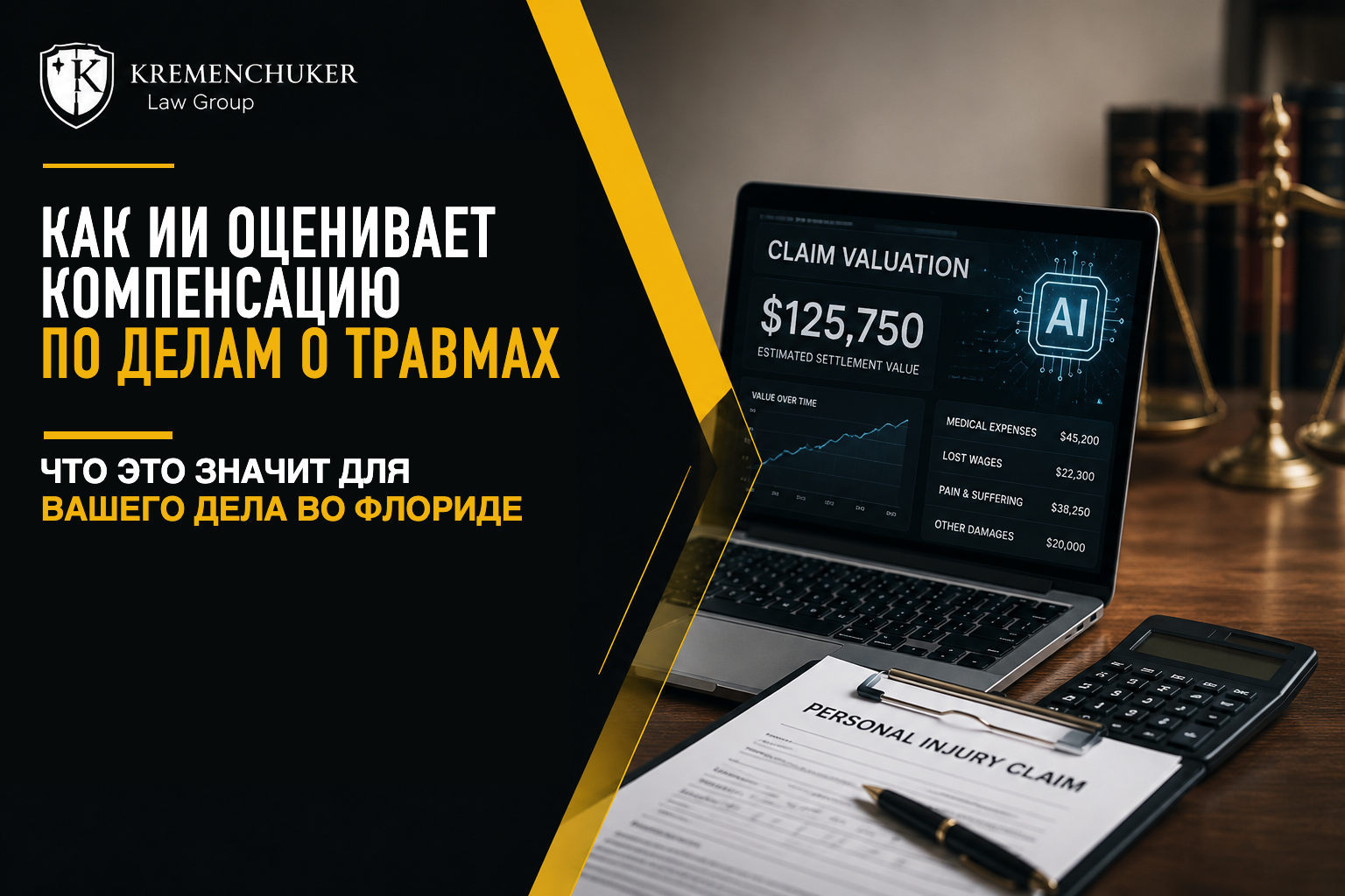 Как ИИ оценивает компенсацию по делам о травмах: что это значит для вашего дела во Флориде
