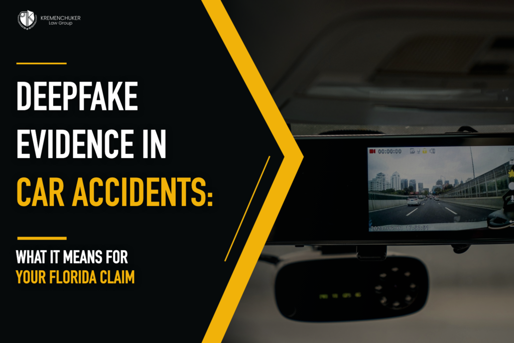 Dashcam video evidence being examined for authenticity in a Florida car accident claim