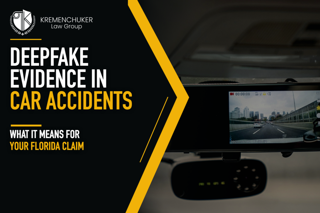 Dashcam video evidence being examined for authenticity in a Florida car accident claim