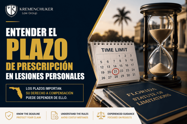 Calendario y reloj de arena junto a un libro sobre el plazo de prescripción de Florida