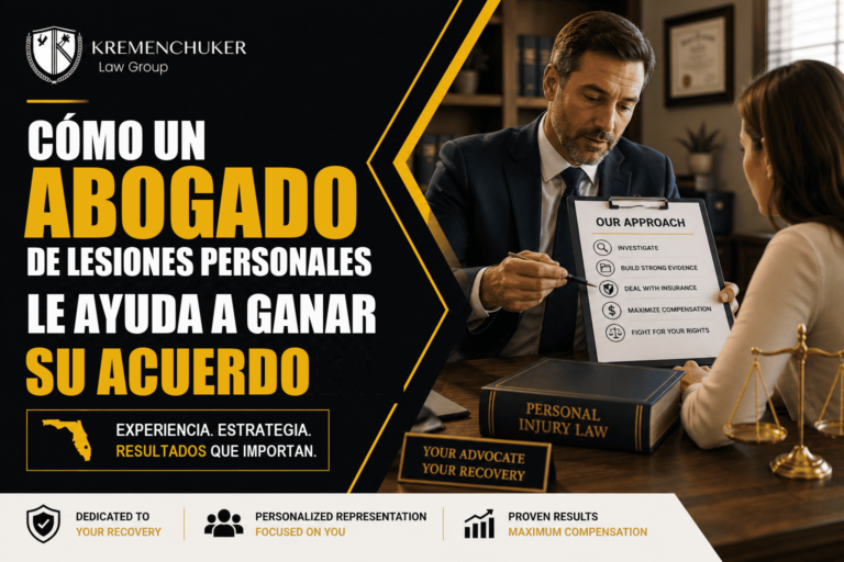 Abogado de lesiones personales revisando la estrategia del caso con una clienta en Fort Myers