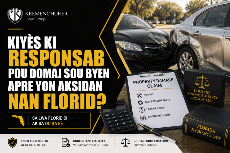 Kiyès ki responsab pou domaj sou byen apre yon aksidan machin nan Florid?
